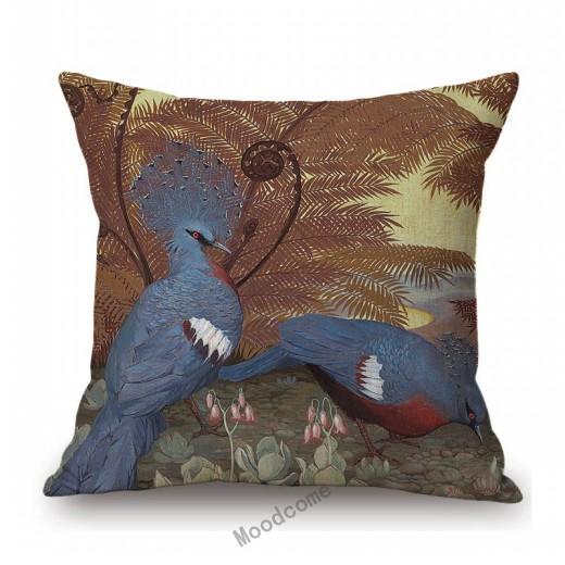 Flower Birds Peacock Floral Oil Painting Parrot Home Decoration Cotton Linen Sofa Throw Pillow Case Beautiful Cushion Cover Case