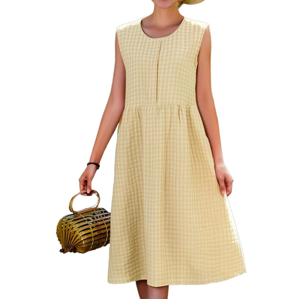 Women's Fashionable And Trendy Round Neck Loose Sleeveless Dress In Plus Size