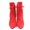 Hermes Short Boots JOUEUSE Kelly Metal Suede Leather Red Suede Leather 37.5 Used