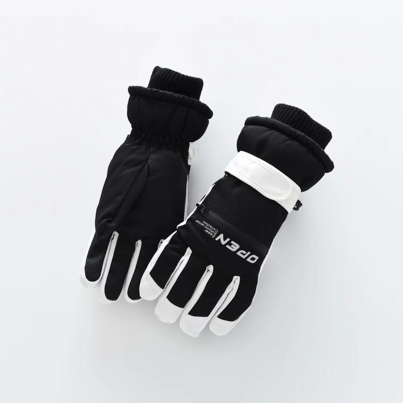 Touch Screen Waterproof Ski Gloves Women's Winter Korean Version Cold-proof and Warm Cycling Cotton Men's Thickened Velvet Student Electric Car