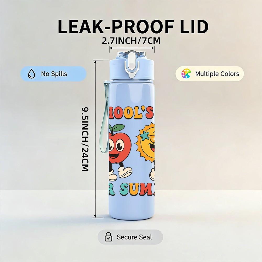 1PC School's Out For Summer Fruits 750ml Color Plastic Sports Water Bottle Leakproof Flip Straw Lid Suitable for Sports Office Home Use