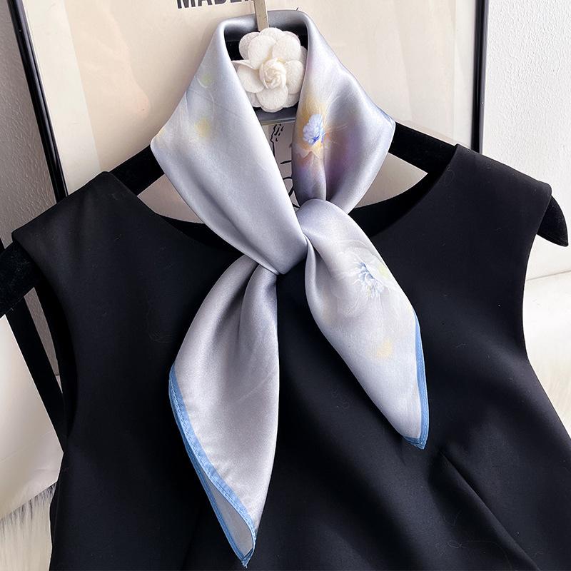 100% Natural Silk Scarf Women Square Floral Print Neck Shawls Wraps for Ladies Foulard Scarves Pashmina Female Hijab Bandana
