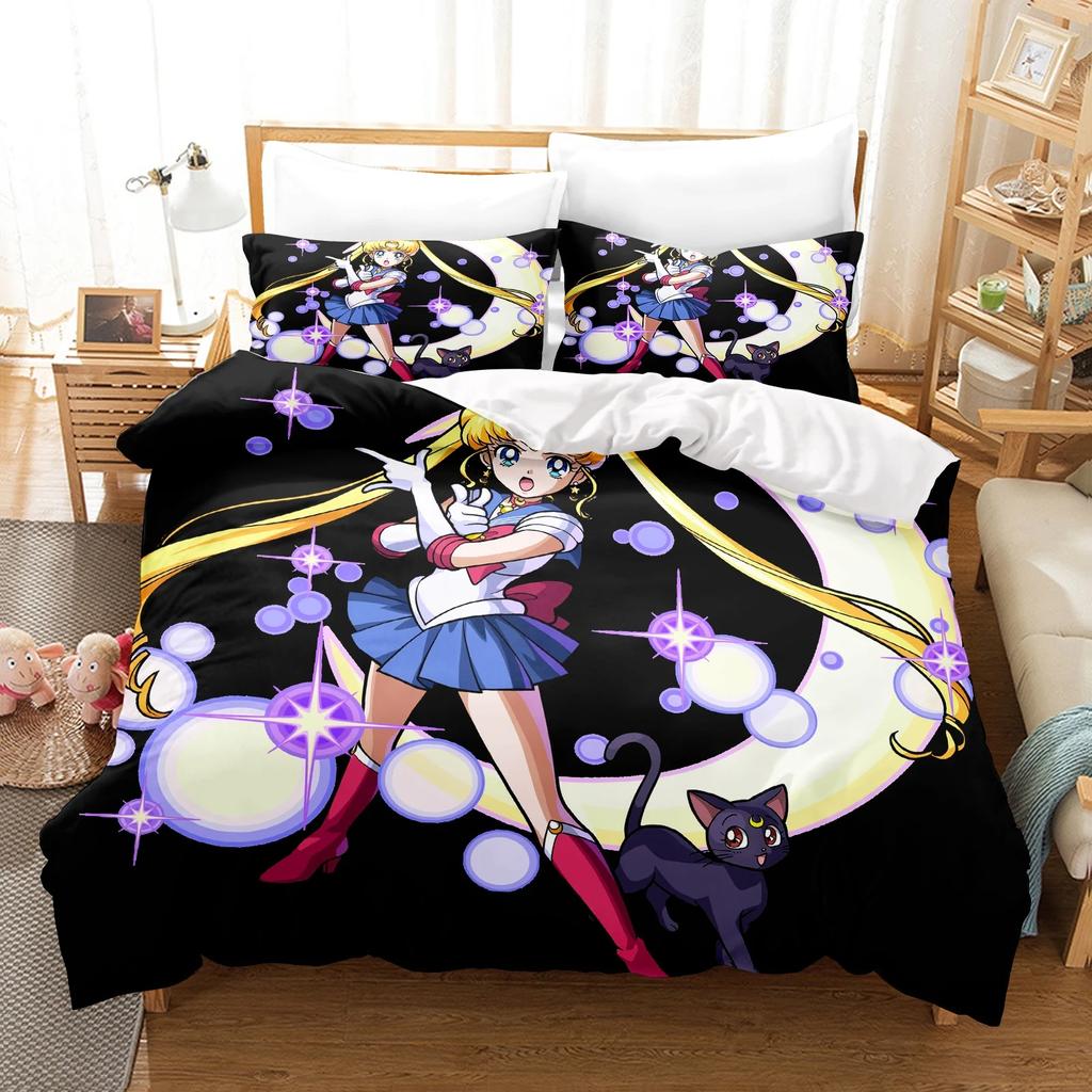 Sailor Moon Duvet Cover Set Bedding Comforter Sets King Size 3D Boys Girl Bedding Set
