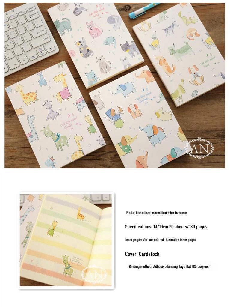 Hardcover Cute Animal Illustrated Diary Notebook for Students