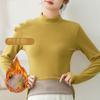 Thicken Thermal Underwear Women Autumn Winter Half High Collar Warm Tops Solid Color Long Sleeve Bottoming Shirt Fleece Pullover