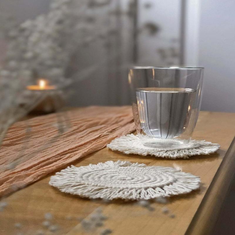 1 ks Podtácek v severském stylu ručně tkaný kulatý protiskluzový podložka restaurační párty stůl dekorativní podložka piknik venkovní vlhkost