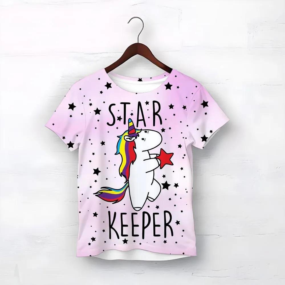 Vysoce kvalitní tričko Smile Unicorn Růžová trička pro dívky Léto 2025 Dětské oblečení Nejlepší dárek k narozeninám pro miminko Dětské topy