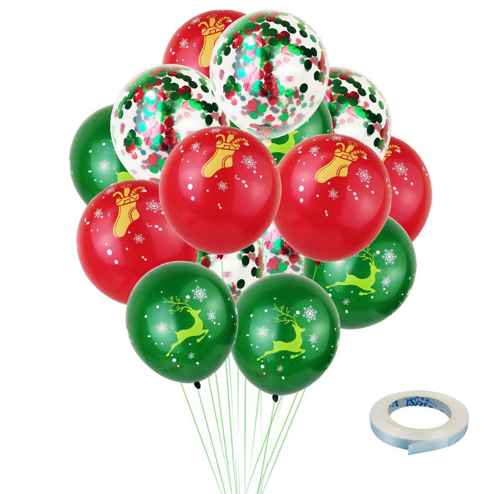 Christmas Red And Green Sequin Latex Balloon Wedding Wedding Room Creative Decoration Balloon Sequin Balloon Package