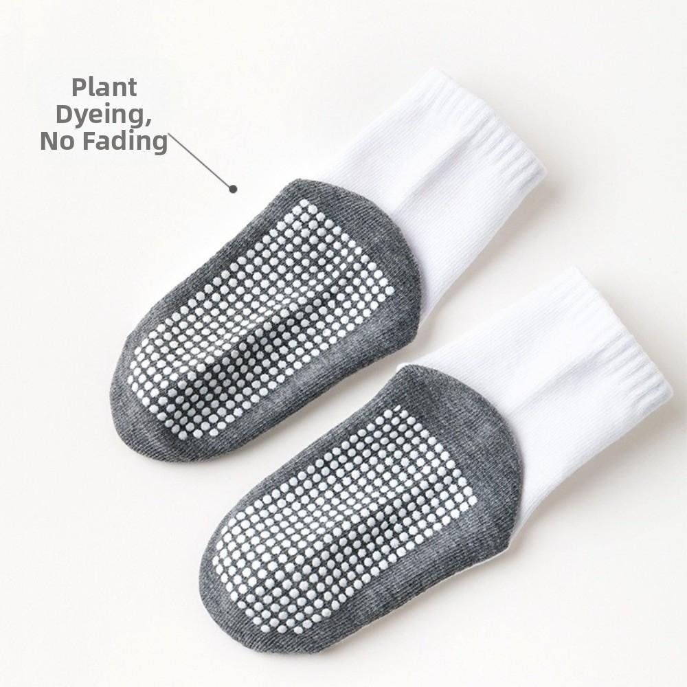 5Pairs Solid Cotton Children's Floor Socks Student Sports Socks with Grips  Spring Autumn