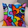 Abstract Painting Cushion Cover Decoration Nordic Style Colorful Cartoon Girl Pillowcase Sofa Home