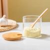 Glass Spice Storage Jar Wood Lid Container Spices Food Cereal Jar Kitchen Salt Candy Cookies Tea Coffee Beans Organizer Bottle
