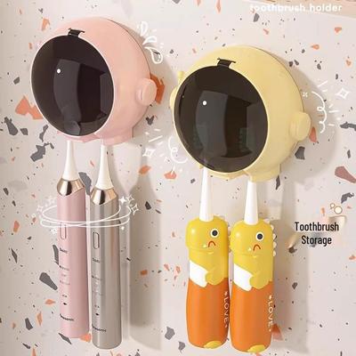 Punch-Free Wall Mounted Electric Toothbrush & Toothpaste Storage Rack with Mouthwash Cup Holder.