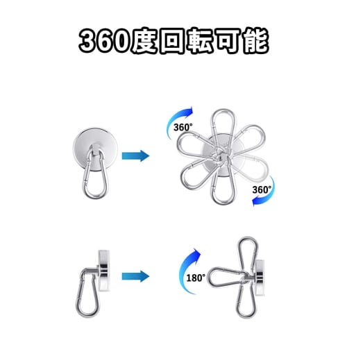 Harukita Magnetic Hooks, Carabiner, Mountaineering Hook Magnet, Metal Neodymium Magnet, Kitchen, Outdoor, Camping, Wall Mounting, 25mm Diameter, Silve