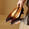 Fashion Spring/Autumn Women Pumps Pointed Toe Kitten Heel Shoes Patent Leather Shoes for Women Elegant High Heel Metal Decoration Shoes