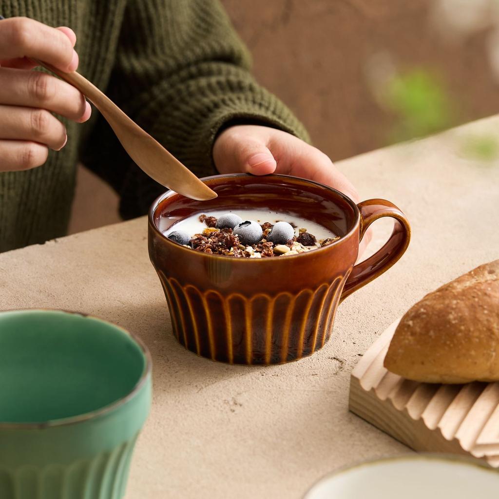 Japanese Creative Coffee Cup Coarse Pottery Powder Lead Mug Breakfast Oat Cup Milk Cup Soup Cup Coffee Cup Red Tea Cup