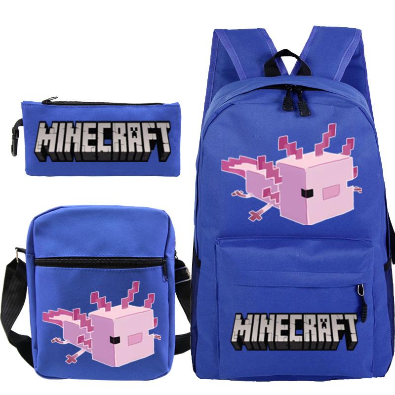Game Minecraft Printed Children'S School Bag Oblique Span Bag Stationery Pencil Bag Student Backpack Set