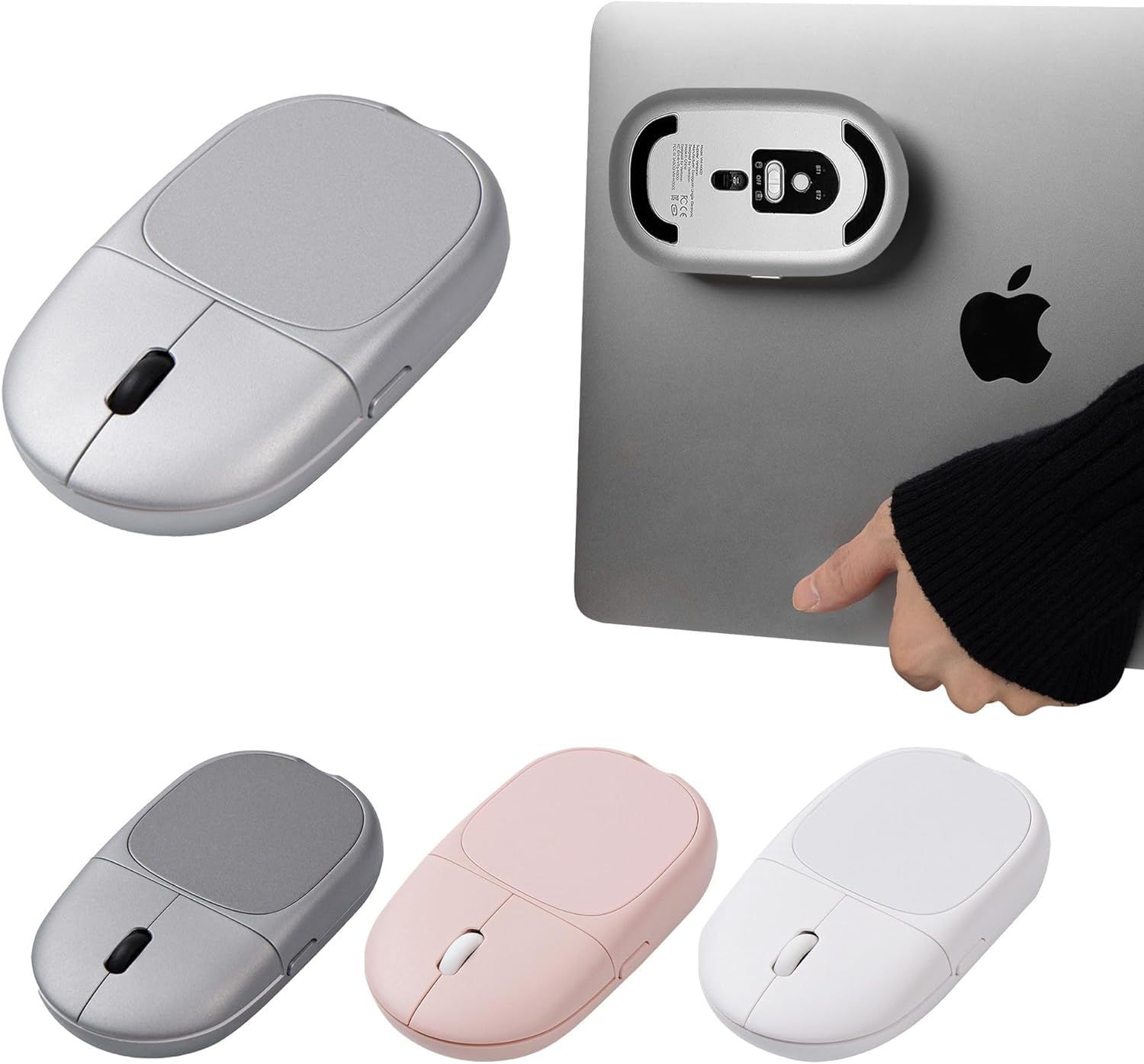 

fromseed Wireless Mouse Silver Wireless Laptop Tablet with Magnet Portable