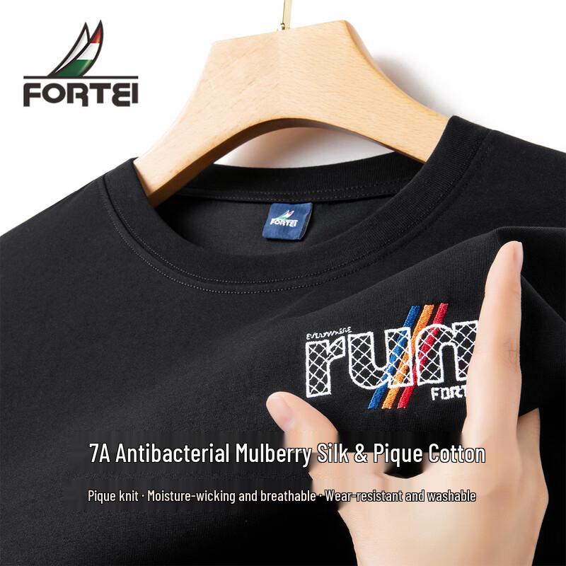 FORTEI Men s 7A Antibacterial Silk Blend Pique T-Shirt L
