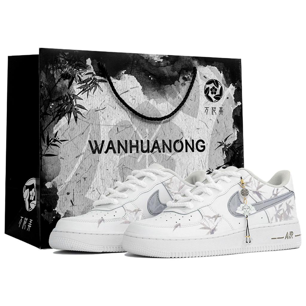 Nike Air Force 1 Coverage Impact Resistance Low top Skateboard Shoes Unisex White Gray CW2288-111(Team113-S-BOX)