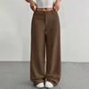 Corduroy Pants For Women Casual Elastic Waist Straight Leg Pants Loose Comfy Trousers With Pockets