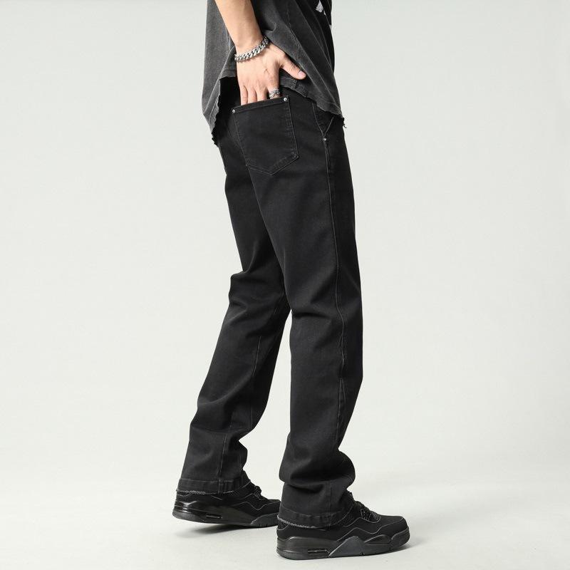 American Street Black Jeans Men's Spring and Autumn High Street Casual Straight-flare Pants