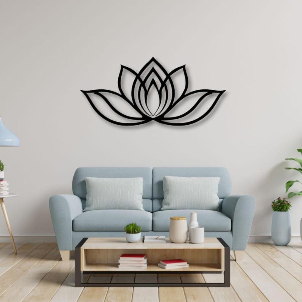 Lotus Flower Metal Wall Art Yoga Studio Mandala Zen Home Decor Spiritual Relaxing Sign