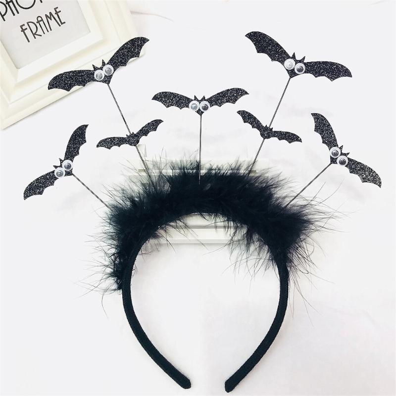 Gothics Sequins Bat Hairband for Adult Kids Cosplay Party Costume Day of the Death Bat Headpiece Halloween Accessories