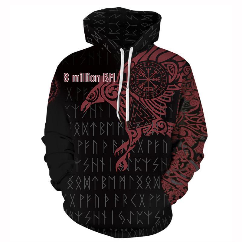 Wikinger-Krieger 3D-Druck Hoodie: Herren Trendiger Pullover Sweatshirt 2025 Edition