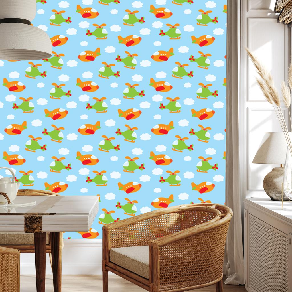 Wallpaper Fairytale Helicopters and Planes for the Living Room and Bedroom 50x1000