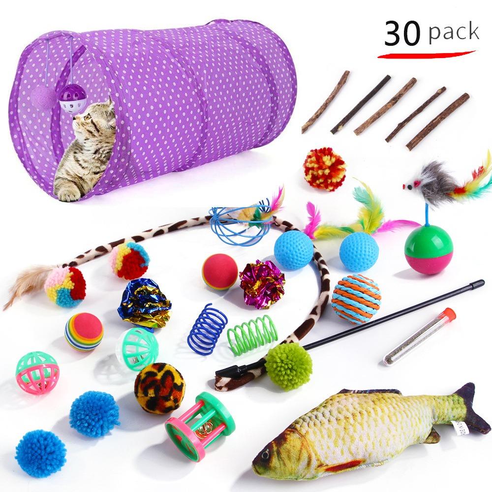 Mouse Shape Balls Pet Cat Toys Set Foldable Cat Tunnel Toys Funny Cat Stick  Kitten Training