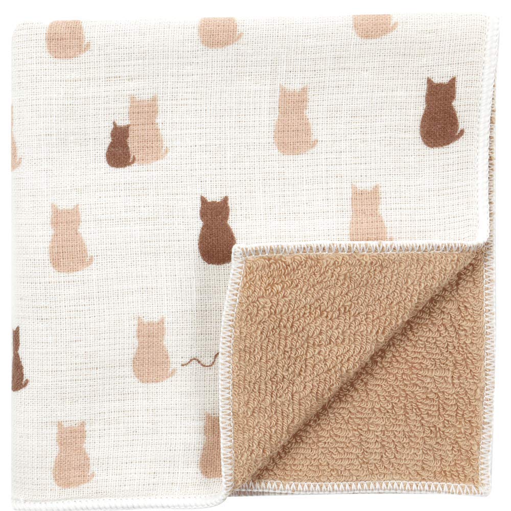 Hamamonyo Japanese Towel Cat Beige Semi-Wash (Towel Handkerchief) бежевый