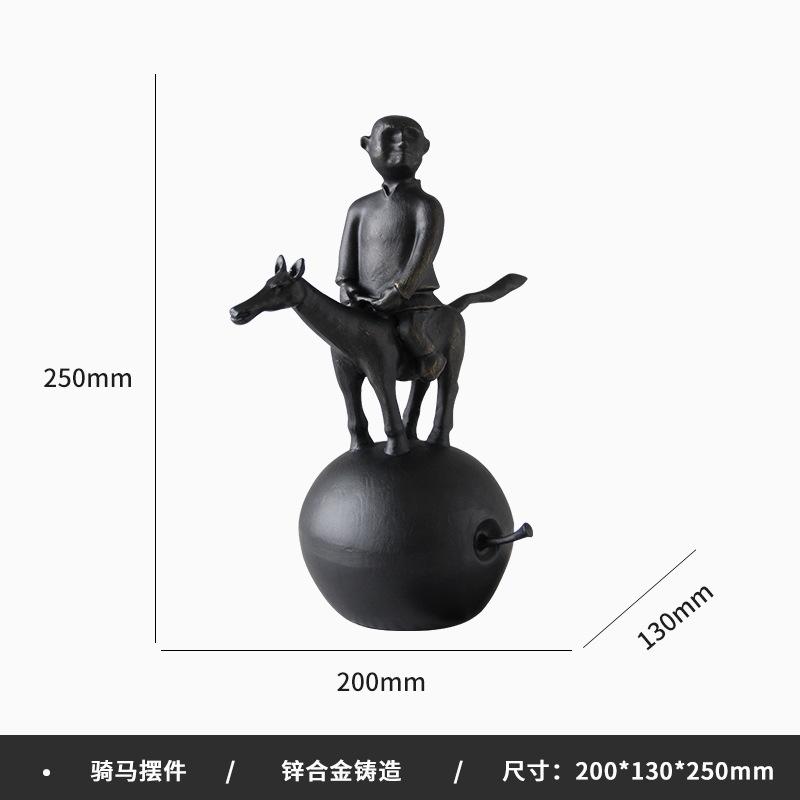 

Metal Figure Sculpture Rider Abstract Copper Horse Apple Chinese Retro Style Metal Figurine Home Decoration Accessories