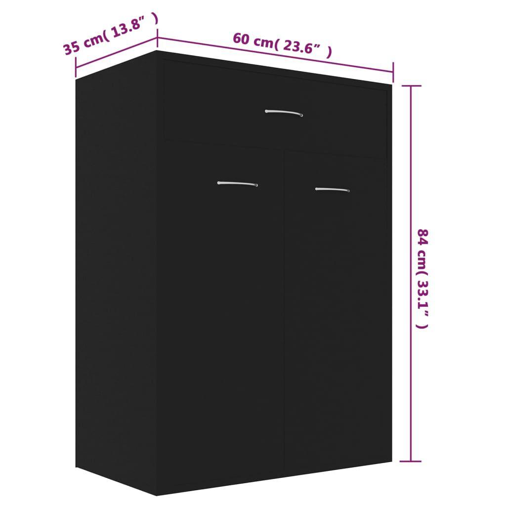Flur Schuhschrank, Doppeltür-Aufbewahrungssschrank mit Schubladen, schwarz 60x35x84 cm, aus Holzwerkstoffen