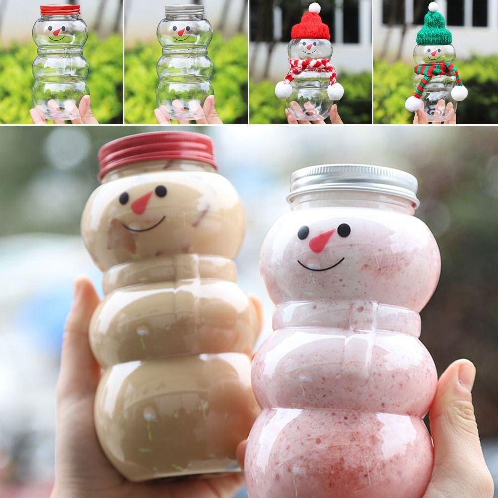 500ml Christmas Candy Jars Christmas Snowman Shaped Snacks Storage Bottle