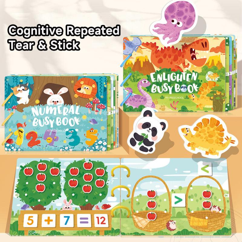 Carte liniștită ocupată pentru bebeluși Montessori autocolant magic Jucărie pastă lecturi potrivire numere Joc de puzzle pentru copii Jucării de iluminare Cadouri