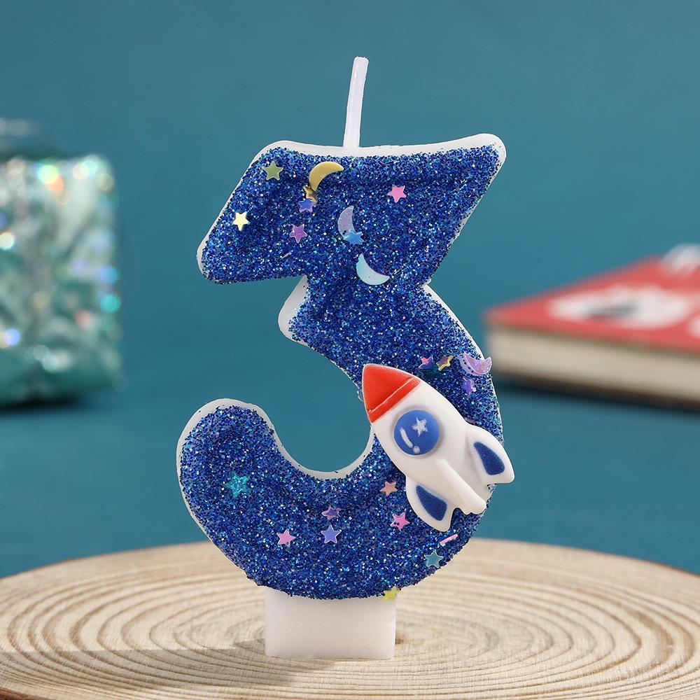 Children's Rocket Birthday Candle Numbers 0-9 - DIY Cake Decorations