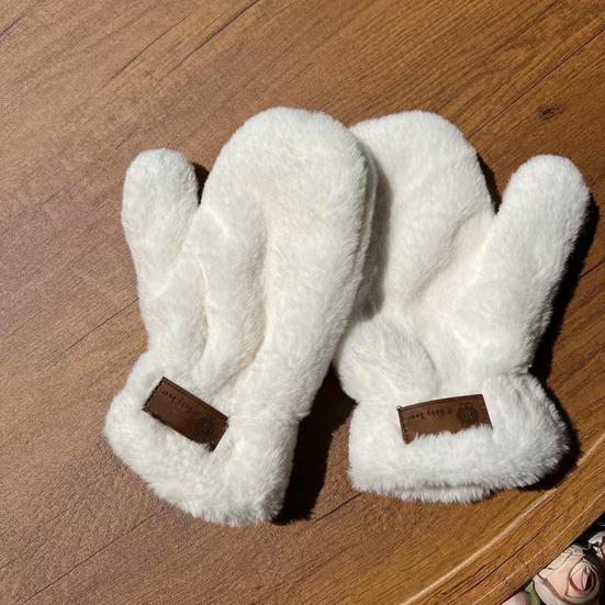 1 Pair Winter Faux Fur Mittens Soft Fluffy Fleece Plush Women Fingerless Gloves Outdoor Cold Weather Windproof Warm Thick Thermal Gloves