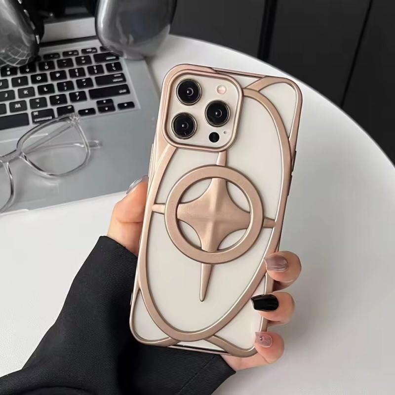 3D Plating Star Hollow Magnetic For Magsafe Case for iPhone 16 15 14 13 12 11 Pro Max Plus Dissipate Heat Cool Shockproof Cover