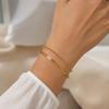 316L Stainless Steel Bracelet 2PCS, Golden Layered Chain Adjustable Stackable Jewelry, Women Summer Vacation Gift