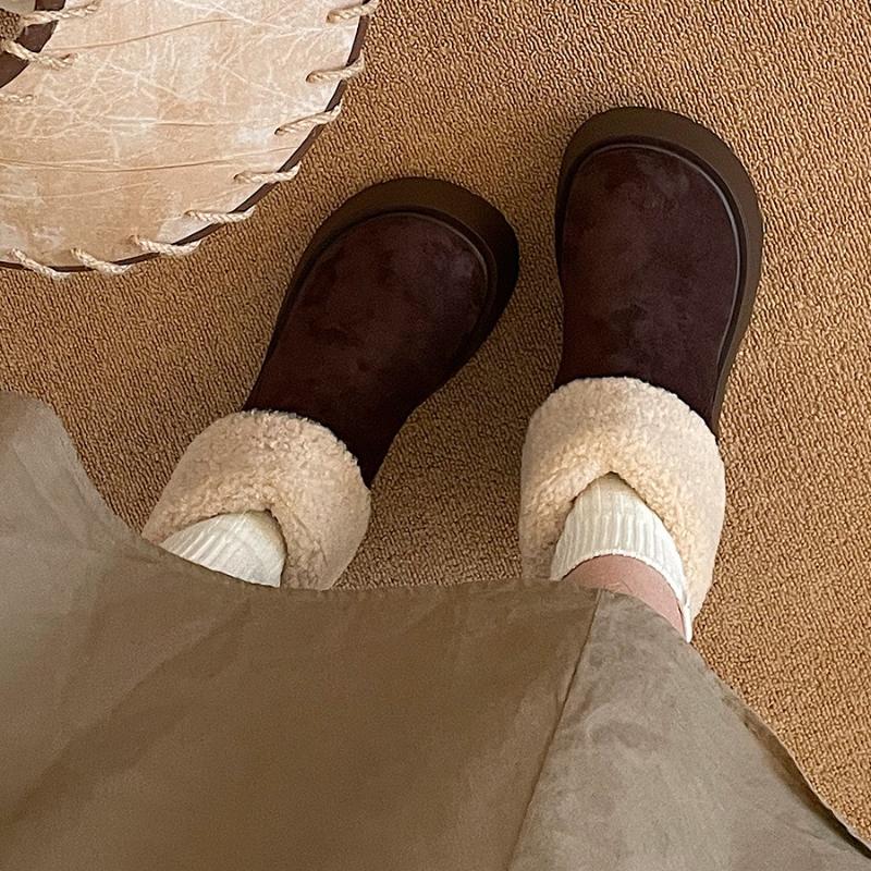 Thick-soled Heightening Snow Boots Women's  Winter Plush Warm Fluffy Short Boots Fashionable Ugly Cute Big-headed Cotton Shoes