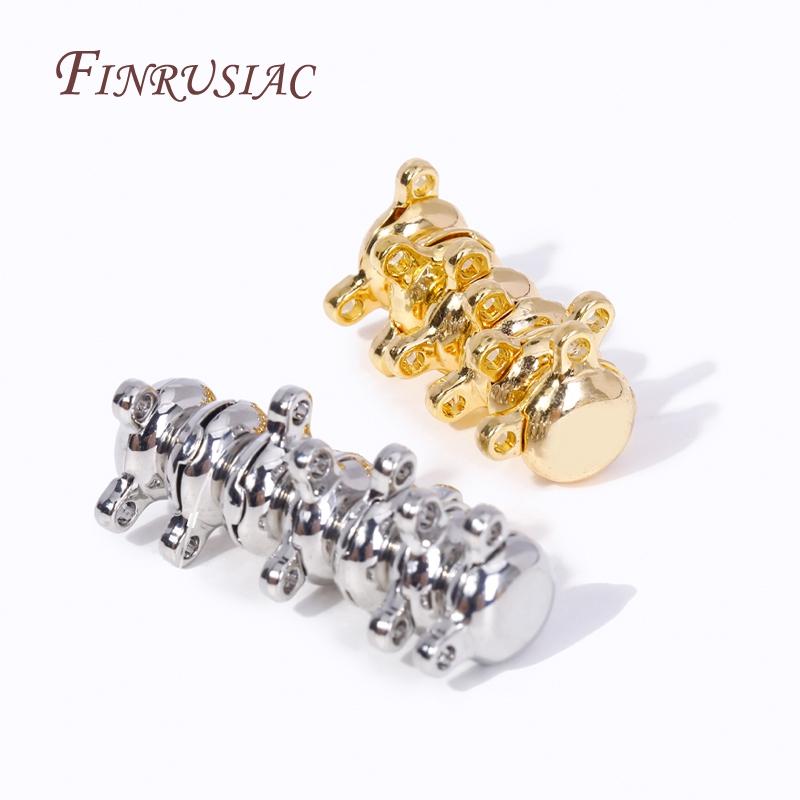 18K Gold Plated Brass Metal Round Magnetic Clasps Closure Magnet End Clasp Connectors For Jewelry Making Accessories Findings