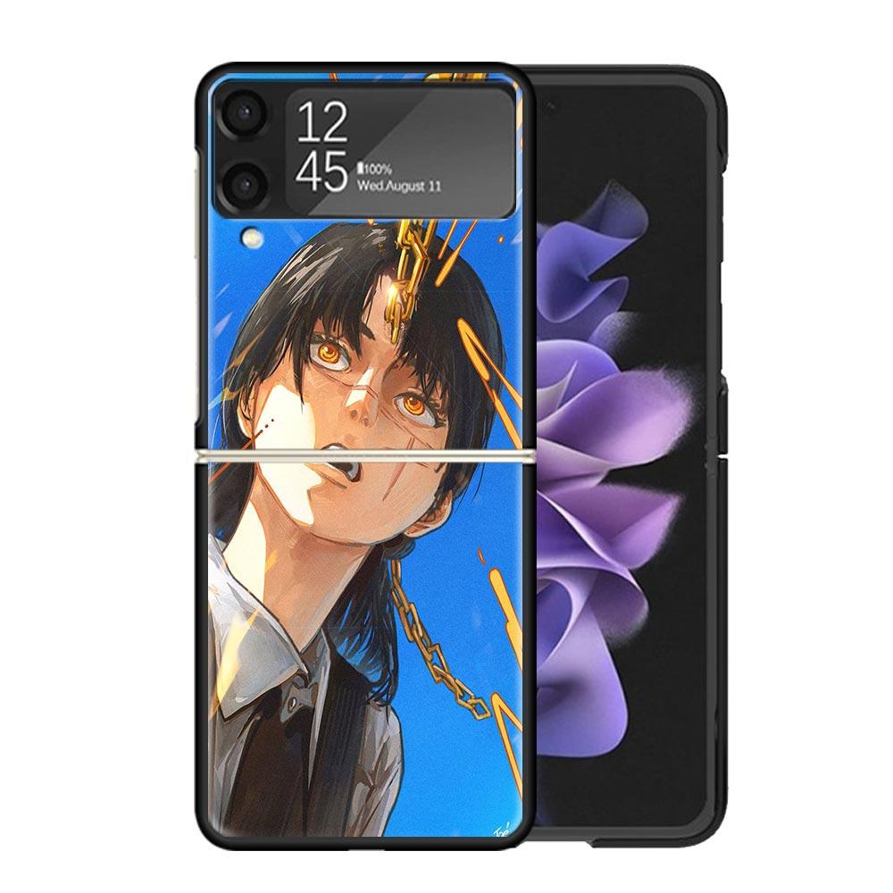 C-Chainsaw Mans Yoru War Devil Cases For Samsung Galaxy Z Flip 4 5 6 7 3 Z Flip7 Flip6 Flip4 Flip5 Flip3 5G Hard Shockproof Fund