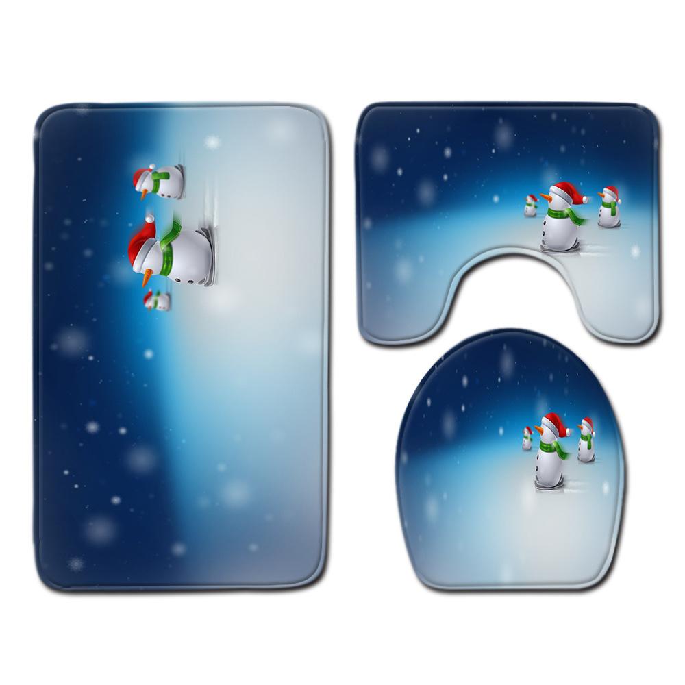 Christmas Bathroom Floor Mat Toilet Three-Piece Set