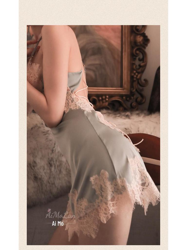 Meishilan Ice Silk Lace Camisole & Pajama Set for Women - Summer Seductive Nightwear