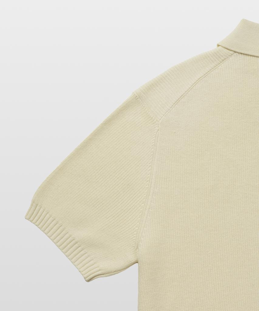 MANNERGRAM Textured 100% Cotton Polo Short Sleeve Knit Cream
