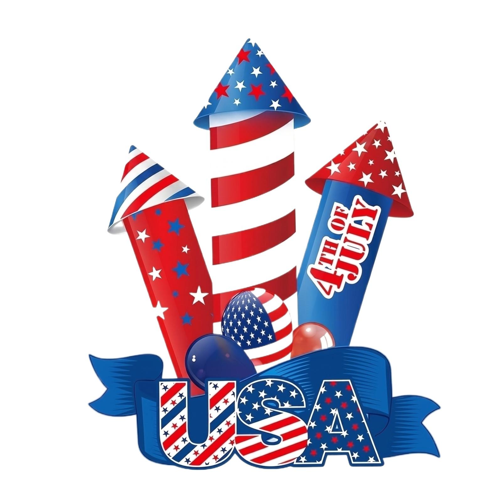 

Fourth of July Decorative Firework Poster with USA Letter Print for Independence Day Celebration Party Supplies Banner One Size