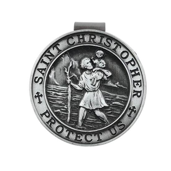 St Christopher Visor Clip for Car Metal Saint Christopher Amulet Safety Talisman Automotive Accessories