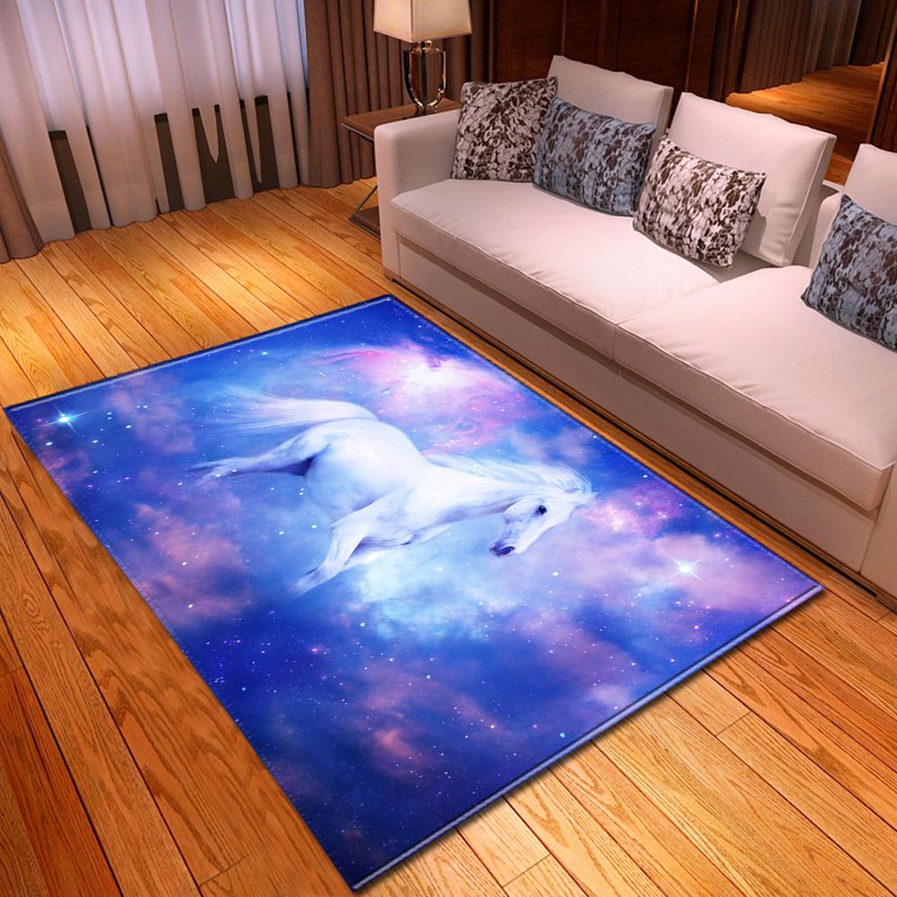 Horses Living Room 3D Carpets Boys Kids Room Rugs 3D Moon Horse Bedroom Mat Kitchen Area Rug Bath Mat Indoor Entrance Doormat