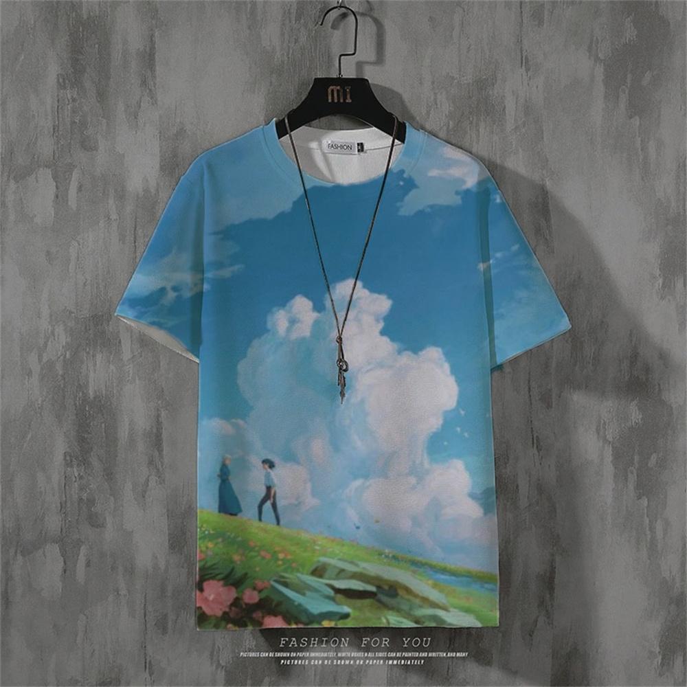 Anime Męska Koszulka Retro Street Krótki Rękaw Koszulka Dla Mężczyzn Casual 3d Print Letnia Góra Oddychająca Luźna Męska Odzież