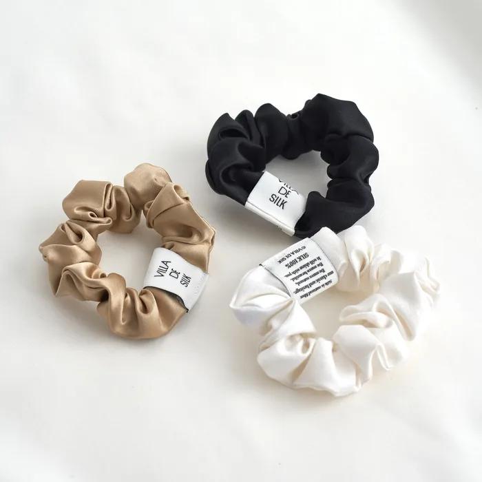 Baby Scrunchie 3-Set (White/Beige/Black) Silk Scrunchie
